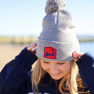 Gorro de malha Cape Cod Pom Pom, gorro de Cape Cod, chapéu de Cape Cod, chapéus de Cape Cod, chapéu de massa de Cape Cod, chapéu de inverno de Cape Cod, chapéu de malha de Cape Cod