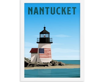 Nantucket Lighthouse Framed Poster, Nantucket Print, Nantucket Wall Art, Nantucket Art, Nantucket Poster, Nantucket Wall Decor, Nantucket