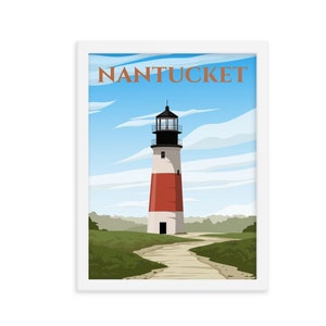 Nantucket Lighthouse Framed Poster, Nantucket Print, Nantucket Wall Art, Vintage Nantucket Poster, Nantucket Poster, Nantucket Wall Decor