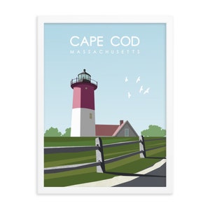 Affiche encadrée du phare de Cape Cod, impression Cape Cod, art mural Cape Cod, affiche vintage Cape Cod, affiche Cape Cod, décor mural Cape Cod