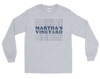 Martha's Vineyard Retro Long Sleeve Shirt, Martha's Vineyard Long Sleeve T Shirt, Martha's Vineyard T-Shirt, Martha's Vineyard Shirts