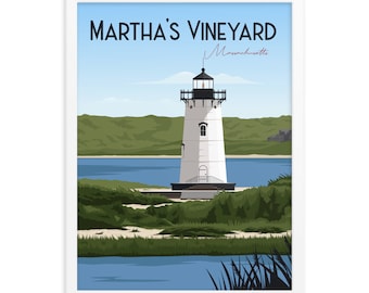 Martha's Vineyard Lighthouse Framed Poster, Martha's Vineyard Print, Martha's Vineyard Art, Martha's Vineyard Poster