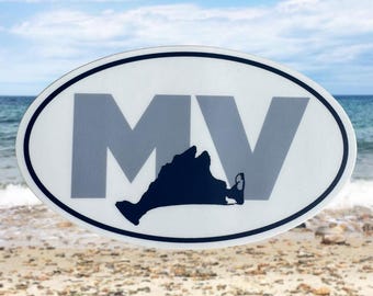 Martha's Vineyard Sticker, Pack of 2 Martha's Vineyard Oval Stickers, Martha's Vineyard Decal, Martha's Vineyard Oval Sticker, MV Sticker