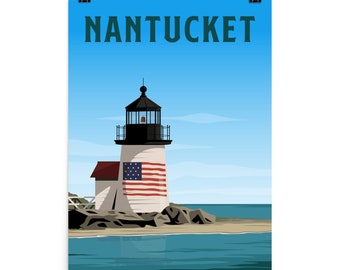 Nantucket Lighthouse Poster, Nantucket Print, Nantucket Wall Art, Nantucket Art, Nantucket Poster, Nantucket Wall Decor, Nantucket Posters