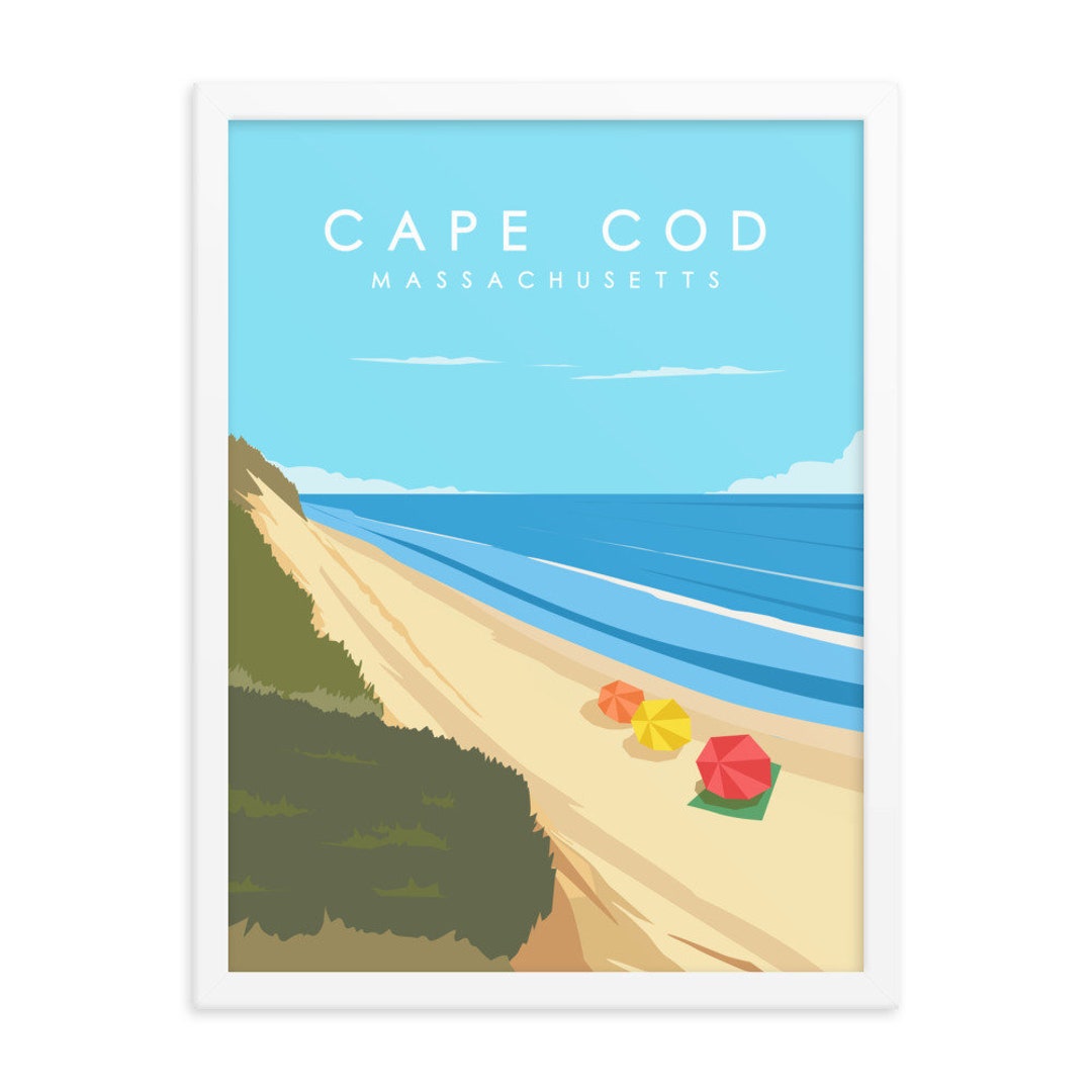 Cape Cod Beach Framed Poster, Vintage Cape Cod Poster, Cape Cod Wall