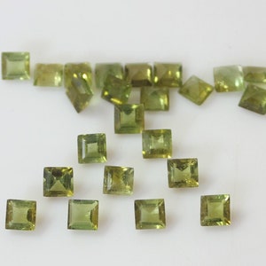 Natural Tourmaline Light Green 4mm, 5mm and 6mm Square Faceted Loose gemstone AA Quality, Inclusion Free, Gemstone For Jewelry.