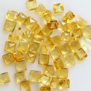 Natural Citrine 3mm and 5mm Citrine Square Faceted Loose gemstone, light yellow, Gemstone For Jewelry clearance.