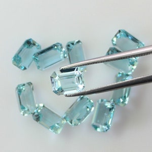 Natural Aquamarine Deep Blue Emerald Cut Octagon Faceted 6x4mm, 7X5mm and 8x6mm Loose gemstone AAA Quality, Gemstone For Jewelry.