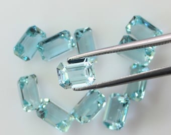 Natural Aquamarine Deep Blue Emerald Cut Octagon Faceted 6x4mm, 7X5mm and 8x6mm Loose gemstone AAA Quality, Gemstone For Jewelry.