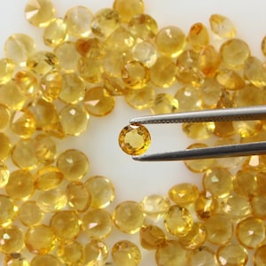 Natural Citrine 4mm and 5mm Citrine Round Faceted Loose gemstone, light yellow, Gemstone For Jewelry, clearance.