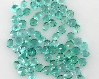 Natural Zambian Emerald Diamond Cut Round Loose Gemstones, available in 1mm to 4mm sizes, Green Emerald for Jewelry Making. #499.