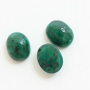 Zambian Emerald 10x8mm Oval Cabochons Loose Gemstones, Natural gemstone For Jewelry, Rare Find, #824.