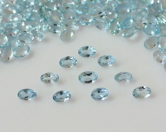 Natural Aquamarine 5X3mm and 6x4mm Aquamarine Oval Shape Faceted Loose gemstone A Quality, clearance.