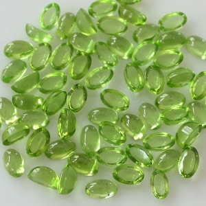 Natural Peridot Light green colour Oval Shape Cabochon Loose gemstone In Size 5x3 mm AAA Quality, Inclusion Free