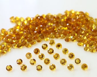 Natural Citrine 3mm and 3.5mm Yellow Citrine Round Faceted Loose gemstone AAA Quality, Inclusion Free, Gemstone For Jewelry