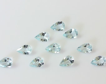 10x7mm Details about   9X7mm 10x8mm and 12x8mm Aquamarine Pear Faceted Loose gemstone