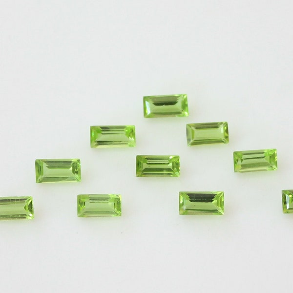 Natural Peridot Baguette Cut Faceted In Size 5X3mm and 6x3mm Loose gemstone AAA Quality, Inclusion Free