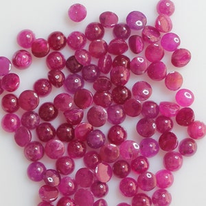 Cabochon rond en rubis rouge naturel, pierre précieuse lâche de qualité AAA, disponible en taille 3 mm à 4 mm,