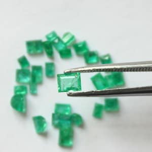 Émeraude naturelle 2x1.5mm à 4x3mm Baguette Pierres précieuses à facettes en vrac émeraude zambienne verte pierre précieuse pour bijoux #446