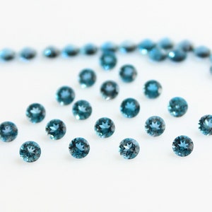 Natural London Blue Topaz 2.5 mm to 5 mm Round Faceted Loose gemstone AAA Quality, Inclusion Free, Gemstone For Jewelry.