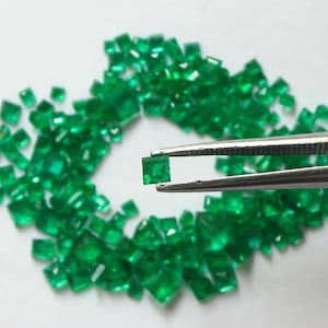 Natural Zambian Emerald 1mm to 3mm | Square Faceted Deep Green Loose Gemstones | Emerald for Jewelry Making | #888