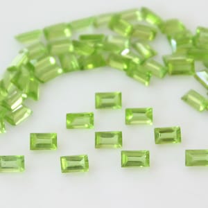 Natural Peridot Baguette Shape Faceted Loose gemstone In Size 5x3mm and 6x3mm AA Quality, Gemstone For Jewelry,