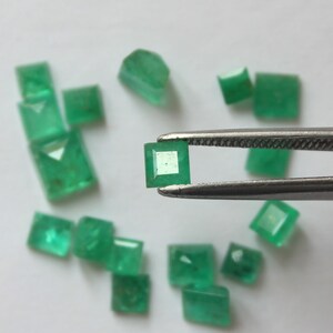 Natural Emerald Square 3mm to 5mm Faceted Loose Gemstones, Green Zambian Emerald Gemstone For Jewelry, #457.