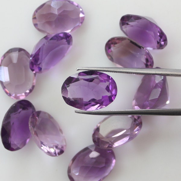 Améthyste brésilienne naturelle 14x10mm lavande violet améthyste ovale à facettes pierres précieuses en vrac qualité AAA, sans inclusion