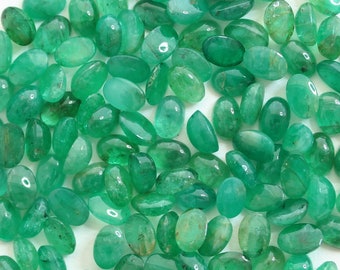 Zambian Emerald 6X4mm to 8X6mm Oval Cabochons Loose Gemstones, Natural Gemstone For Jewelry, #868.