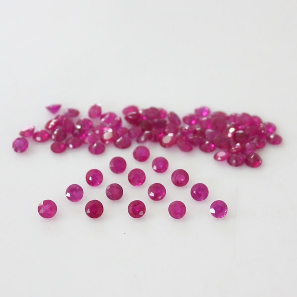 Natural Ruby cut from Burma rough, Round Faceted Loose gemstone AA Quality, available in Size 3mm to 4 mm