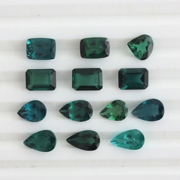 Teal Tourmaline, AAA Quality Faceted Natural Tourmaline Loose Gemstones in Multiple Shape And Size, Excellent Cut Gemstones.