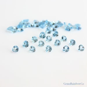 Natural blue Colour Aquamarine Heart Shape Faceted Loose gemstones In Size 4mm and 5mm AAA Quality, Inclusion Free