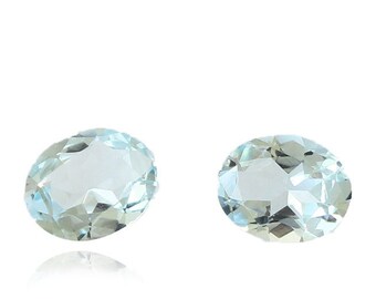 Natural Aquamarine 2 Piece 10x8mm Oval Shape Faceted 3.50 Carat, Loose Gemstone For Jewelry Making