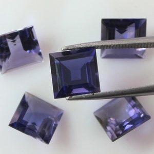 Natural Iolite Square Shape Faceted 8mm Loose gemstone AA Quality, Gemstone For Jewelry,