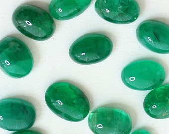 Natural Emerald Oval Cabochons 4x3mm to 7x6mm, Zambian Green Loose Gemstones, Smooth Polished Cabs for Jewelry Making, #887