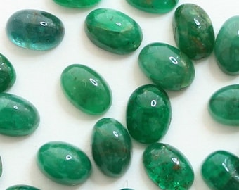 Zambian Emerald 6x4mm to 7x5mm Oval Cabochons Loose Gemstones, Natural Gemstone For Jewelry, #862.