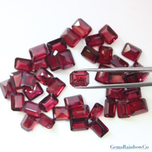 Loose rhodolite garnet 9X7mm Octagon Faceted, Natural Raspberry Red Rhodolite Garnet, AAA quality, available in lots.