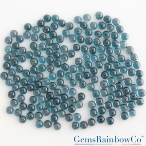 Natürlicher London Blue Topas 3 mm und 4 mm runde Cabochons Loser Edelstein AAA-Qualität, ausgezeichneter Topas