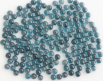 Natural London Blue Topaz 3mm and 4mm Round Cabochons Loose gemstone AAA Quality, Excellent Topaz