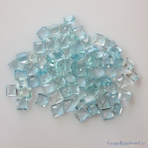 Natural Aquamarine Square Shape Faceted 5mm Loose gemstone A Quality, clearance
