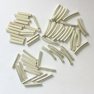 Tube Bead in Sterling silver Curved and Straight, 925 Sterling Silver Spacer Bead With Different Size, Jewelry Findings.