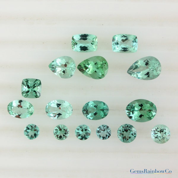 Piedra facetada de turmalina verde menta, piedras preciosas sueltas de turmalina multicolor natural en forma/tamaño mixtos.