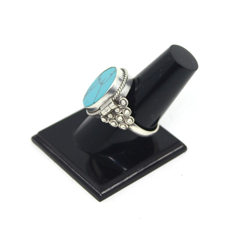 Beautiful Gift For Women US Ring Size 8.5 Turquoise 925 Sterling Silver Ring Jewelry Daily Wear Jewellery
