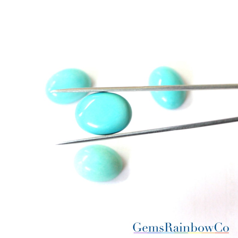 Natural Turquoise Oval Blue Cabochon 20x15 mm Loose gemstone AAA Quality, Inclusion Free image 2