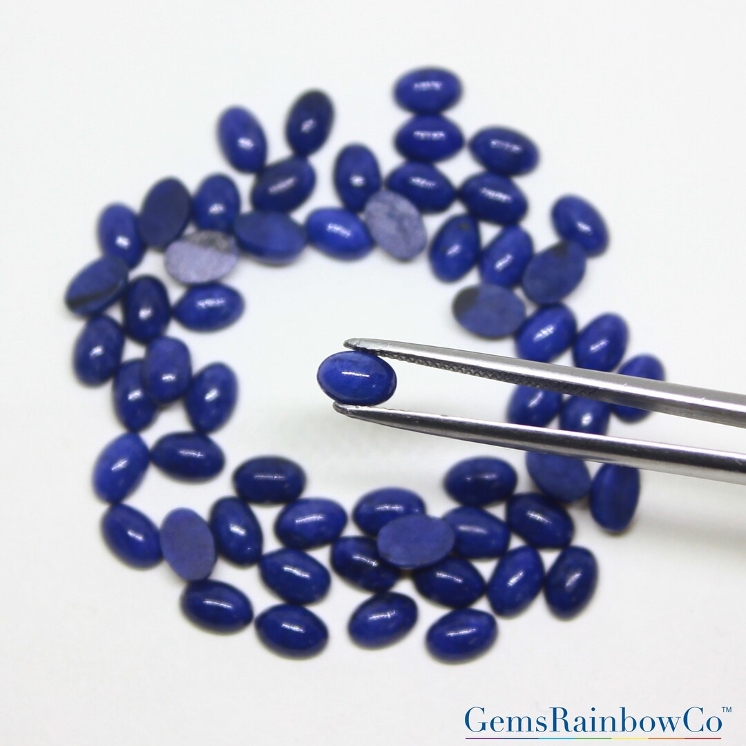 Lot De 50 Cabochons Lapis-lazuli Naturel 10x8mm Ovale - Non Traité, Brut, Pour Bijoux