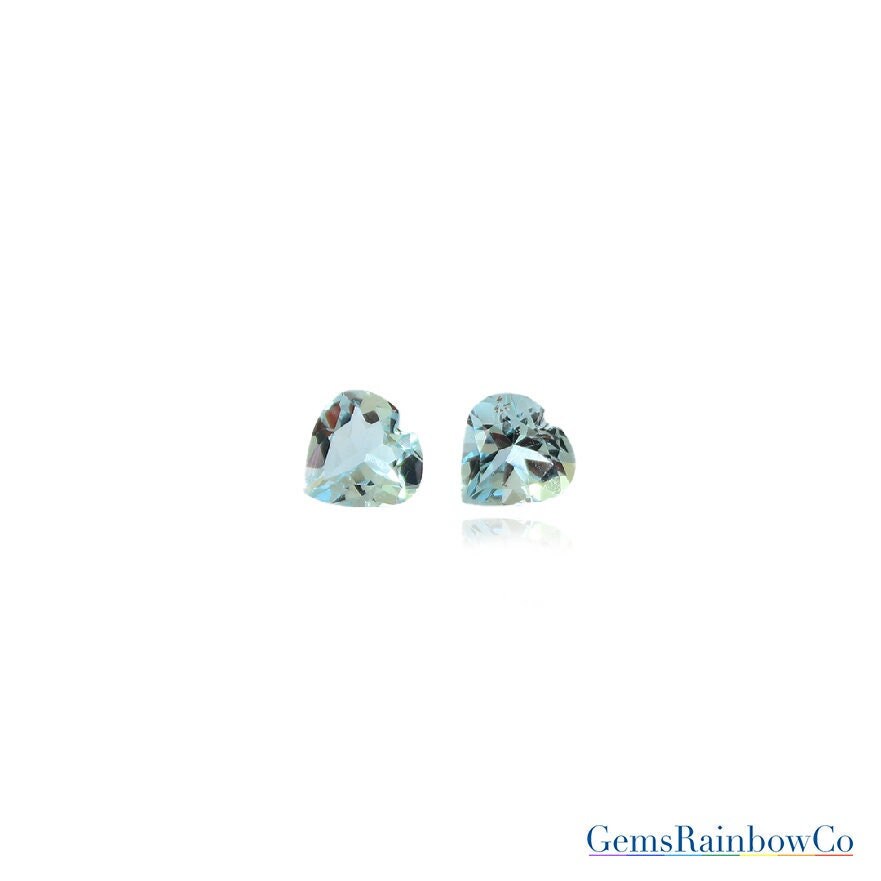 アクアマリン ハートシェイプ ペア セット 8mm 2.50ct 3 月の誕生石