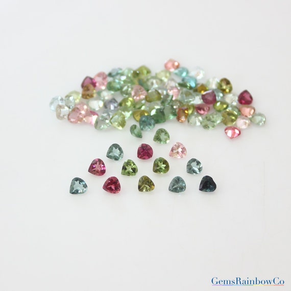 Natürlicher Turmalin, mehrfarbig, 3,5 mm bis 7 mm, Herz, facettierter, loser Edelstein, AA-Qualität, frei von Einschlüssen, für Schmuck.