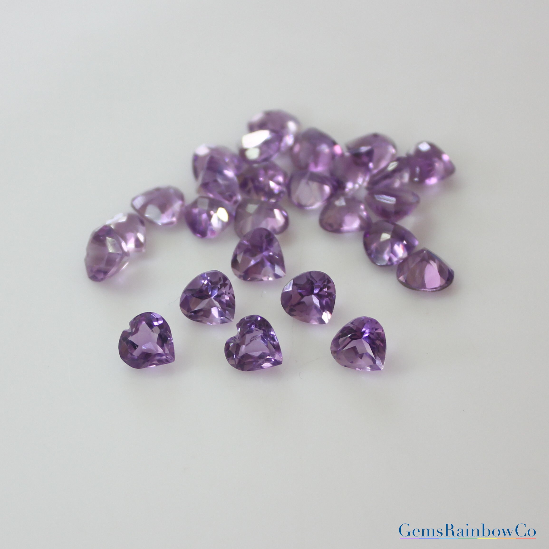 ナチュラル ライト パープル カラー アメジスト ハート ファセット 5mm