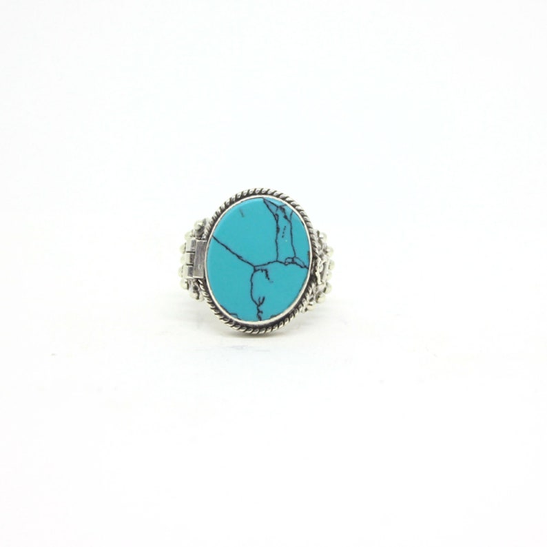 Beautiful Gift For Women US Ring Size 8.5 Turquoise 925 Sterling Silver Ring Jewelry Daily Wear Jewellery