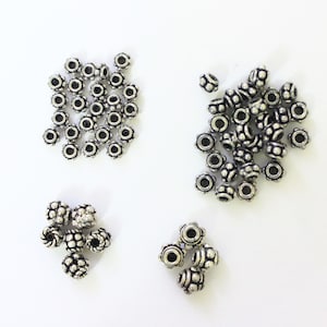 Bali Sterling silver Beads, designer Bead, Jewelry Findings ,Tiny Spacer Beads, Oxidized Beads, Lot of 5 Pieces.